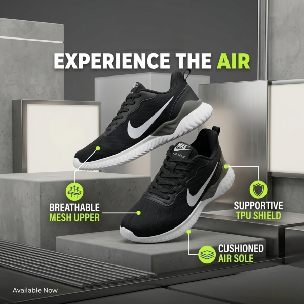 Men’s Versatile Comfort-Fit Athletic Sneakers Black Edition