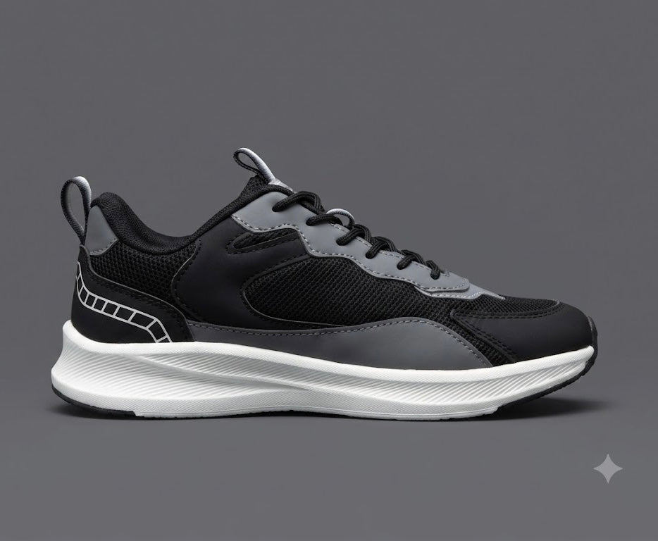 Men's Urban Pace Breathable Running Sports Shoes – Black/Grey