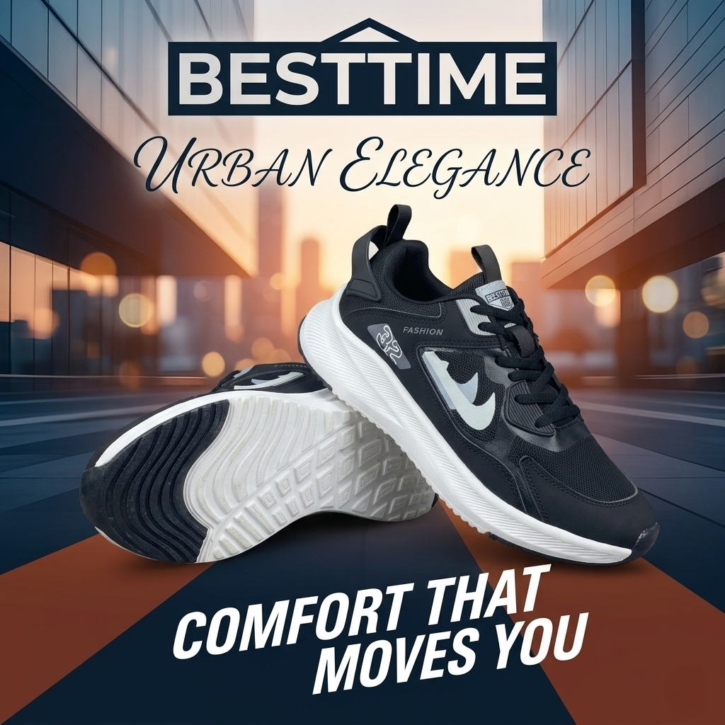 Men's Urban Pace Breathable Running Sports Shoes – Black/Grey