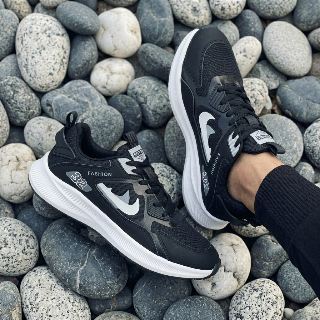Men's Urban Pace Breathable Running Sports Shoes – Black/Grey