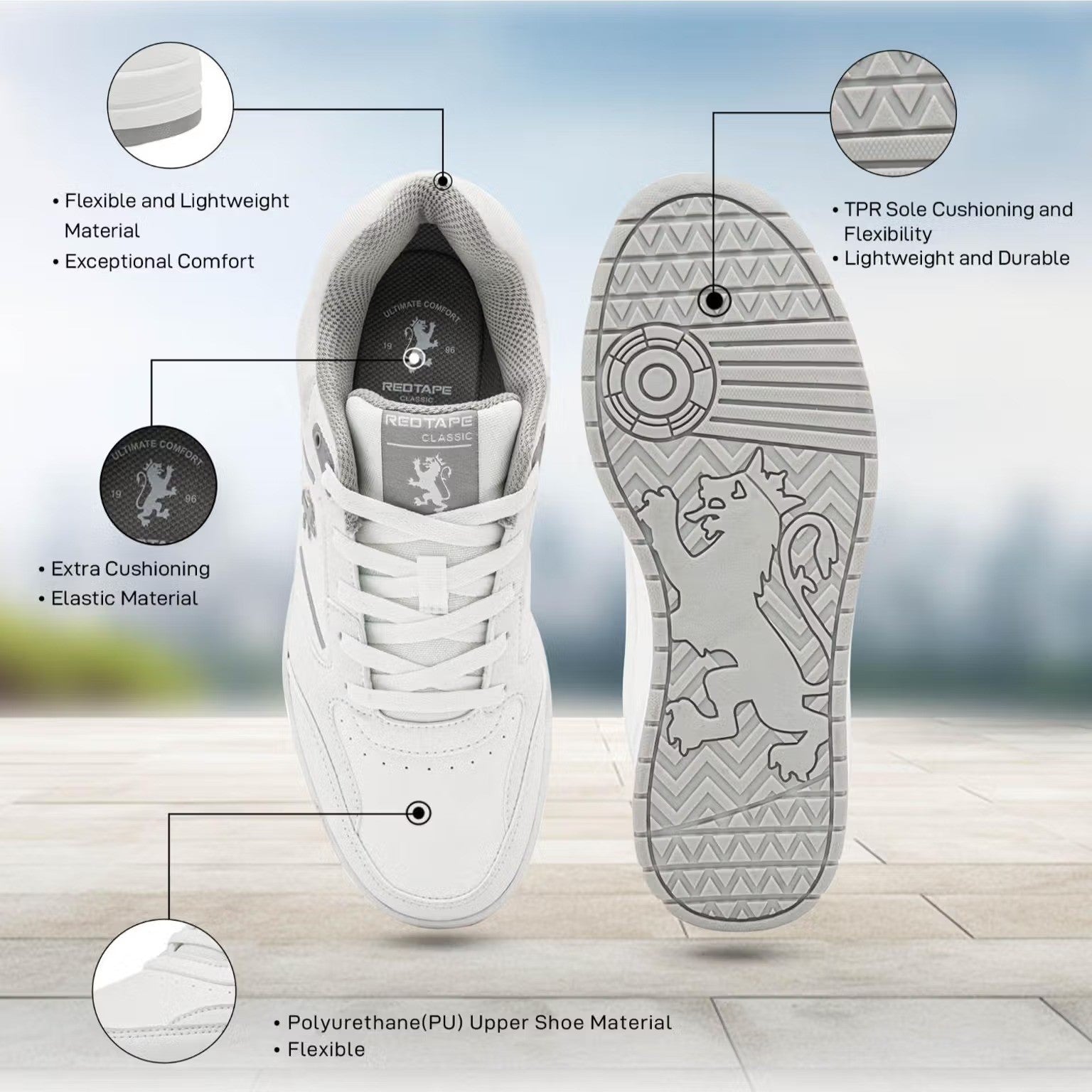 Redtape Casual Sneakers For Men White/Grey Edition-815