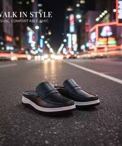 Genuine Leather Black Half Shoe