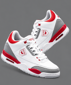 Mustang Retro-Style Athletic Sneakers White/Grey/Red